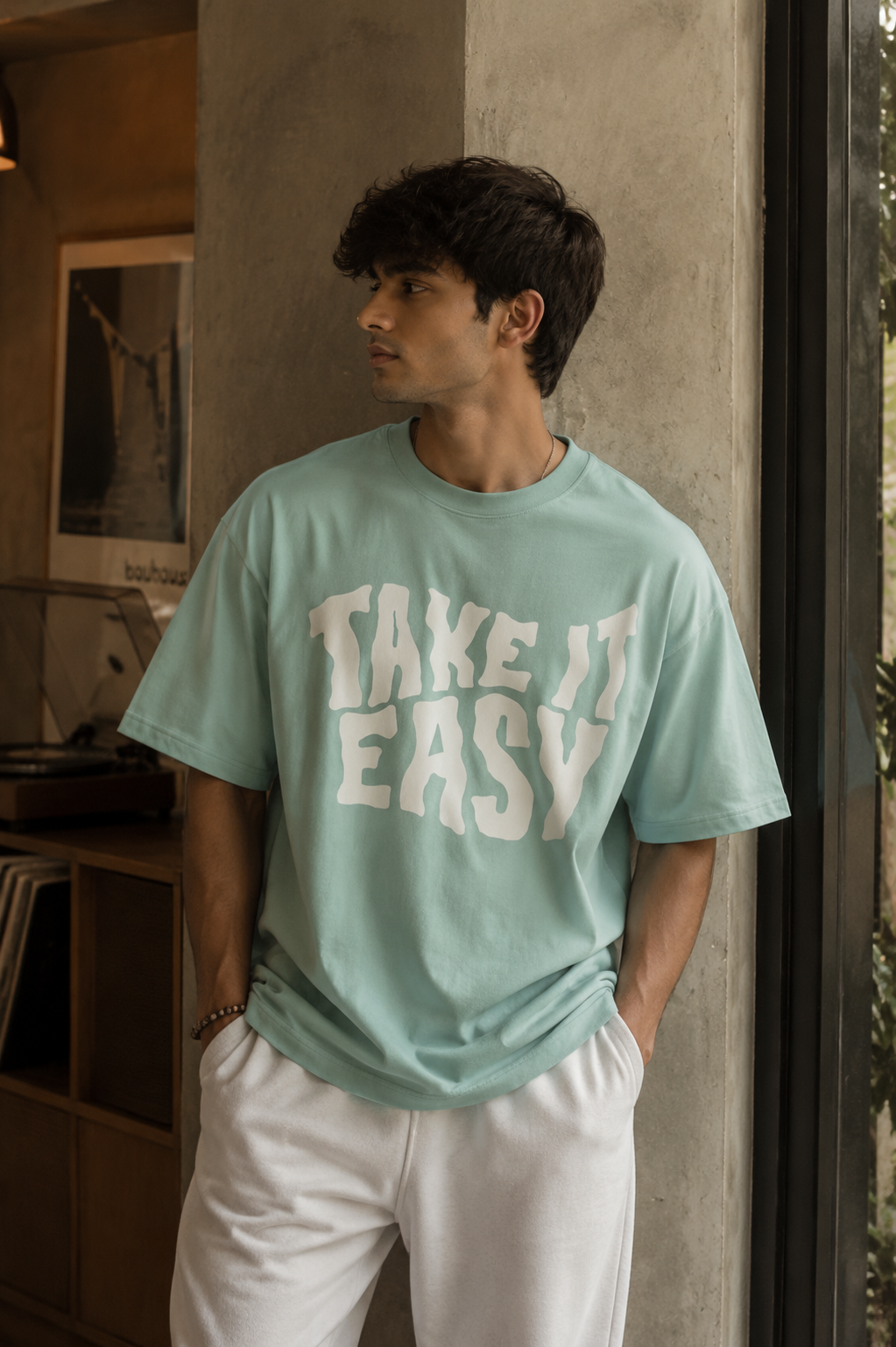 Take It Easy slighlty darker mint green (not too dark, slightly mreOversized T-Shirt