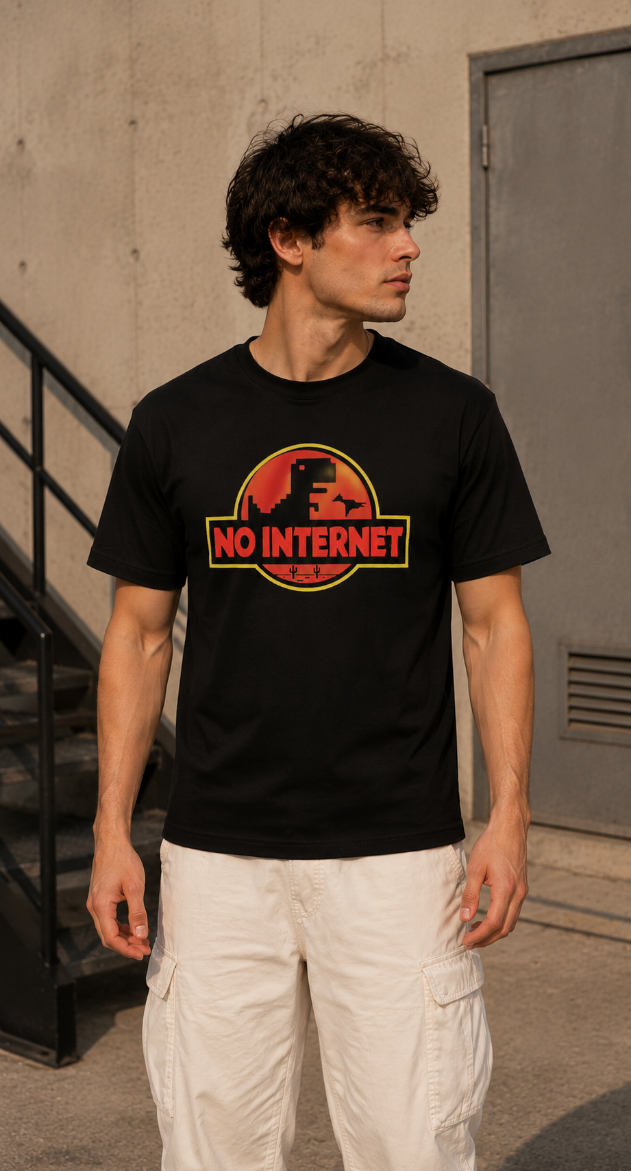 No Internet Dino Regular Fit T-Shirt