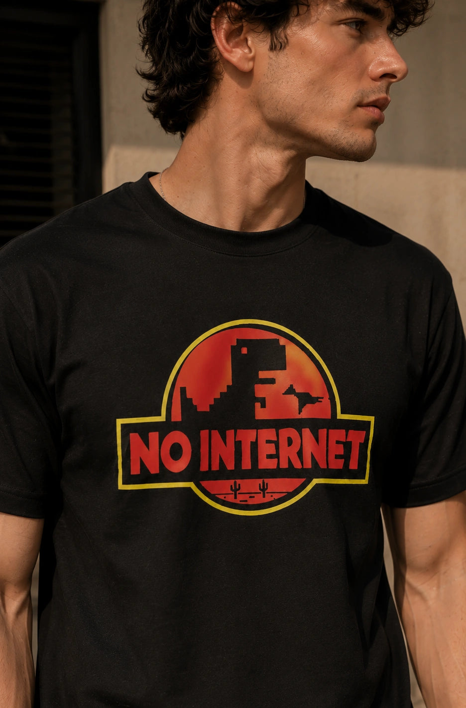 No Internet Dino Regular Fit T-Shirt