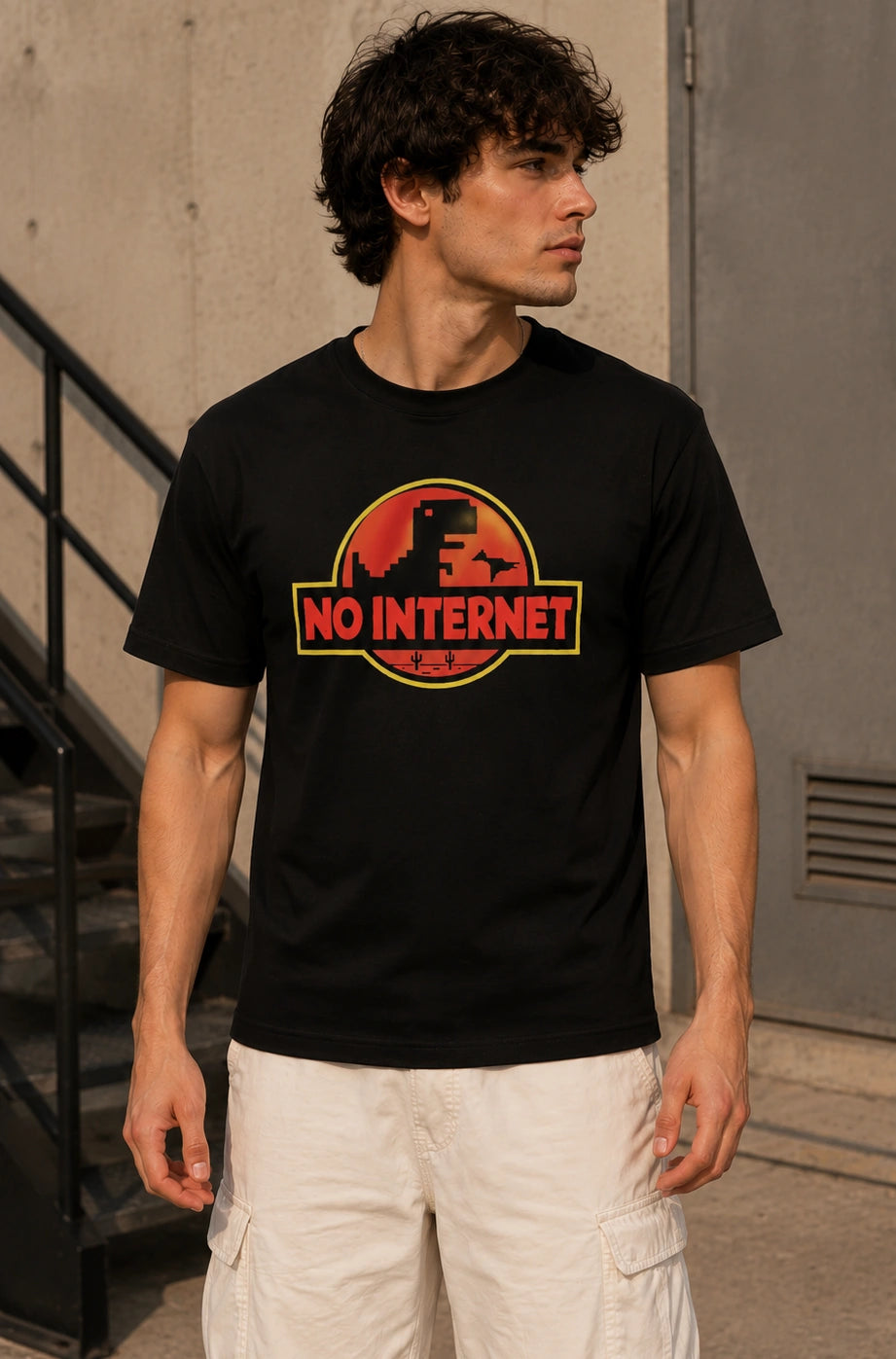 No Internet Dino Regular Fit T-Shirt